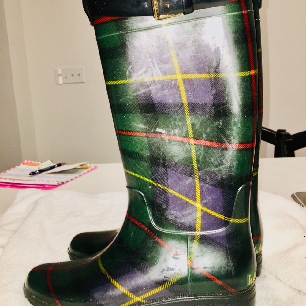 Ralph Lauren Plaid Rainboots NWOT Size 9